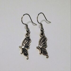 Elegant Silver and Black Butterfly Earrings